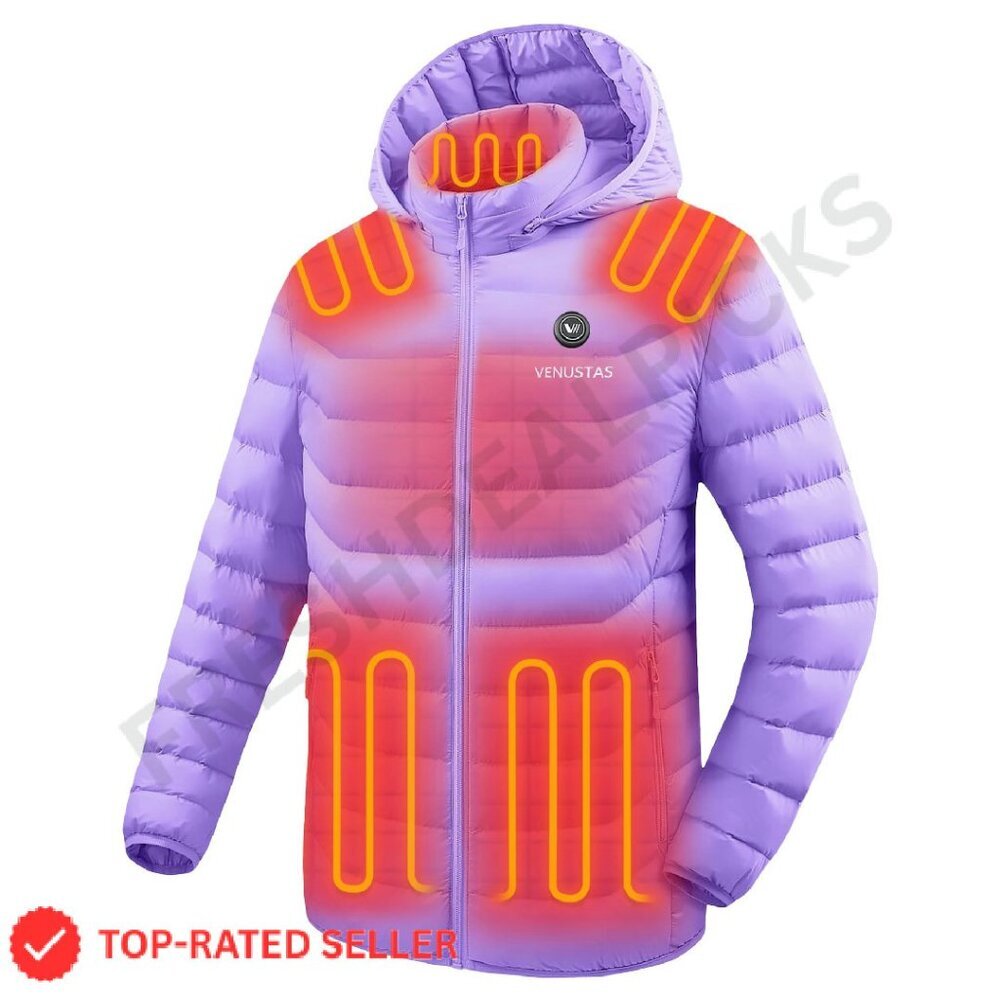 Heated Jacket with Battery Pack Detachable Hood Unisex Tech Winter Coat